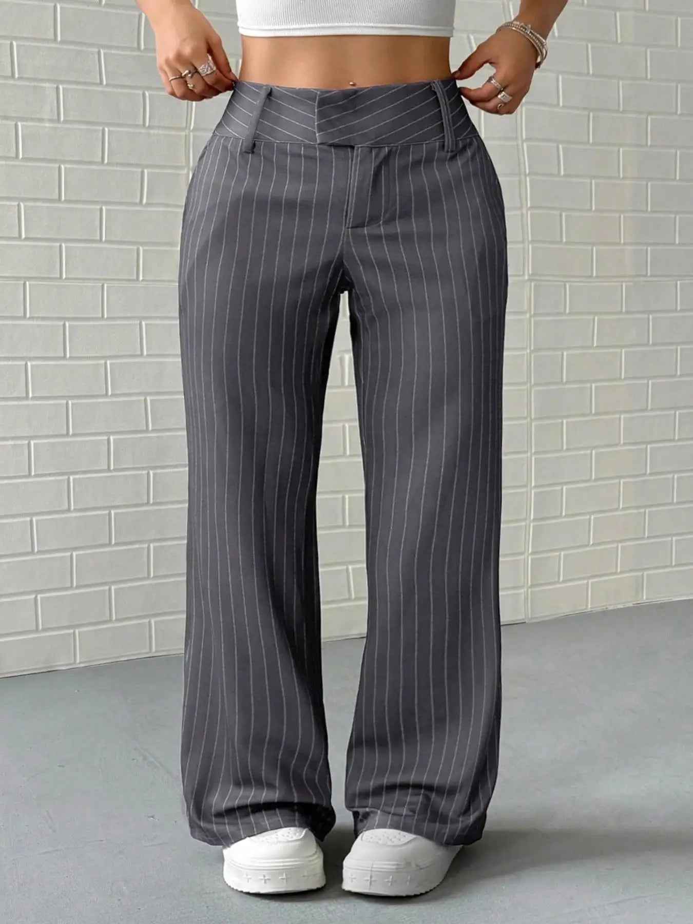 【Plus Size】 Striped Print Pants, Casual Comfy Trousers for Daily Wear, Women's Bottoms for All Seasons