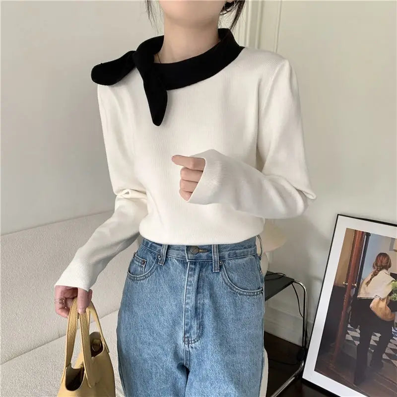 Design-sensing Sweater for Women Autumn Winter New Slim Fit Inner Long-sleeved Base Knit Top