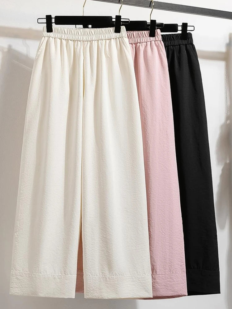 Plus Size Pants Women 2025 New Arrivals Wide-Leg Loose Large Size Korean Trousers For Women Hot Sale Leisure Versatile Pants