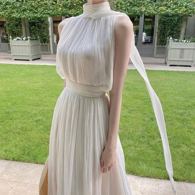 Summer New French Fairy Skirt White Minority Design Chic Chiffon Dress Ladies Casual Korean Elegant Evening Party Dress